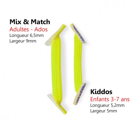 Kiddos Neon Yellow Lacets élastiques jaune fluo Enfant